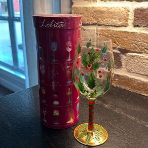 Lolita Christmas wine glass “Holly Berry” retired